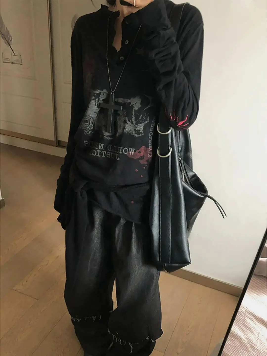 Subculture Retro Women Y2k Long Sleeve T Shirt Streetwear Hip Hop Gothic Harajuku Grunge Tops Punk Tees American 2025 Autumn New