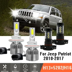 4Pc LED White  Headlight+Fog Light Bulbs Kit 6000K For Jeep Patriot 2010-2017 2010 2011 2012 2013 2014 2015 2016 2017