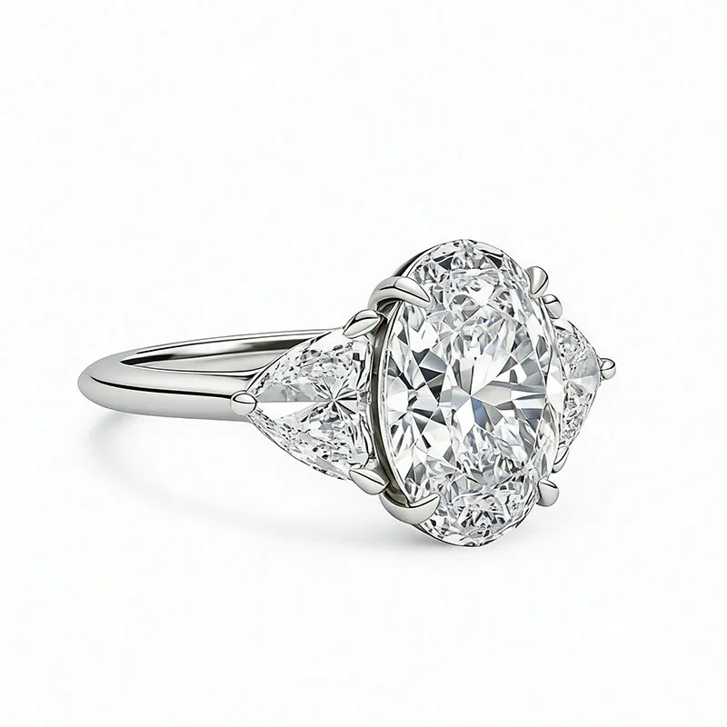 AEAW IGI-zertifizierter 2CT Ovaler Labor-Diamant-Verlobungsring, Farbe EF, Reinheit VS-VVS, Platin 950 Ring für Damen – Detail 7