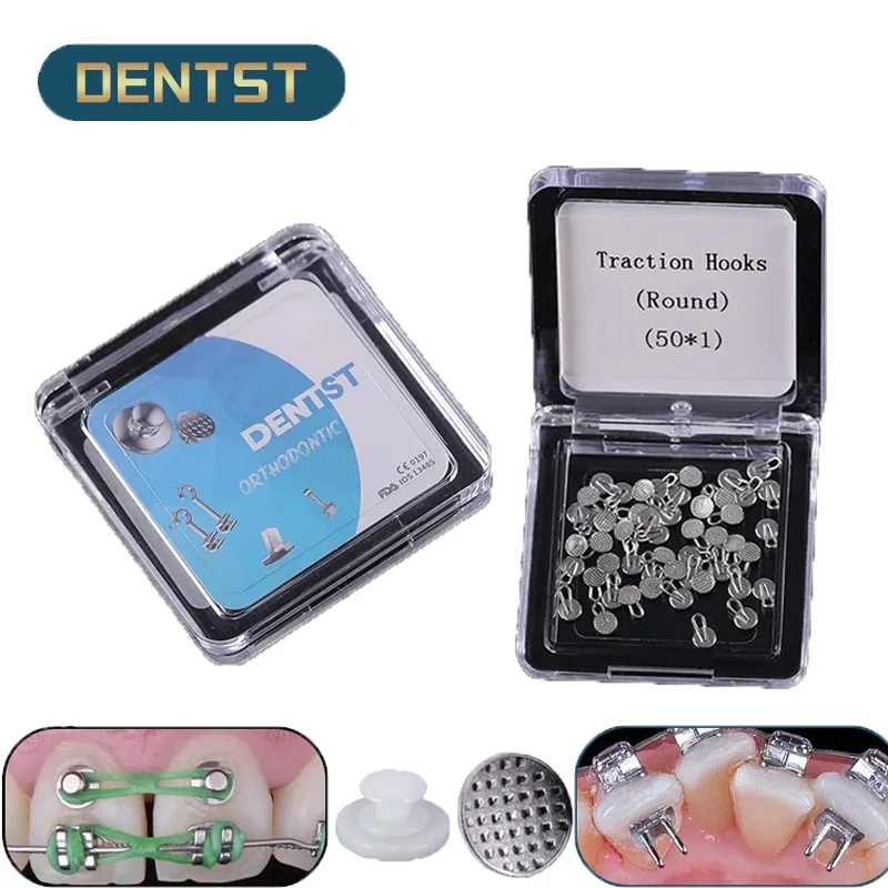 

Dental Orthodontic Lingual Buttons Ceramic Composite Bondable Traction Hook Braces Brackets Ortodoncia Materiales 50pcs/box