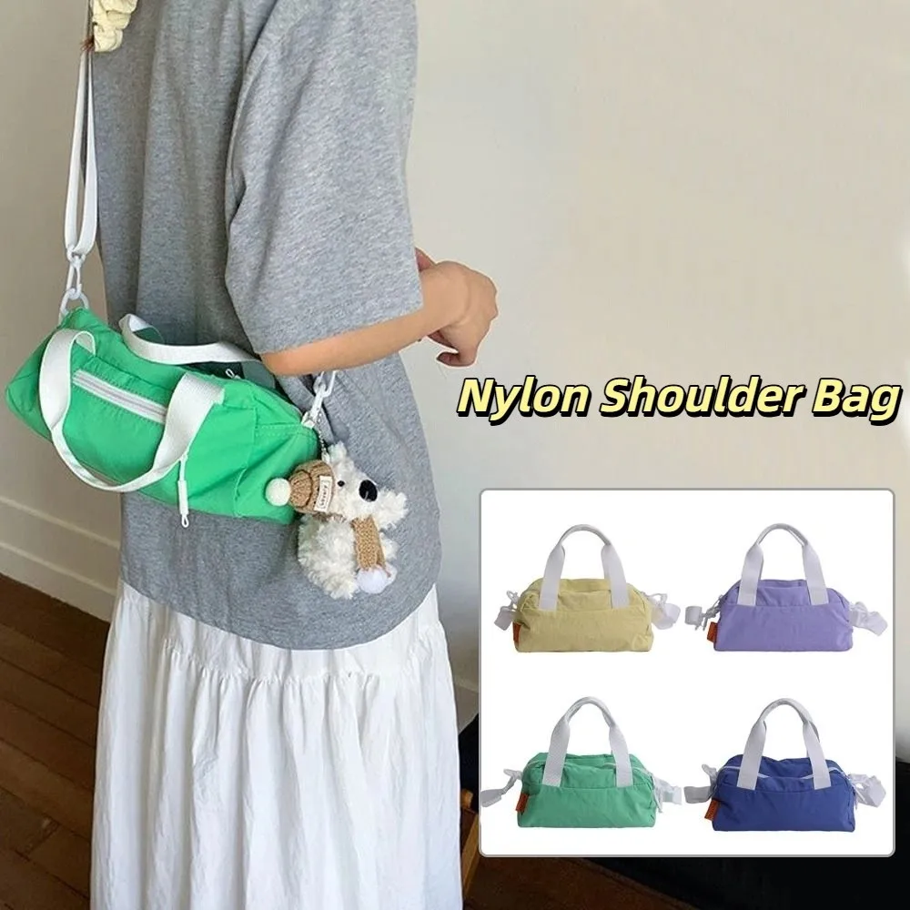 

Портативная однотонная легкая сумка через плечо в корейском стиле из нейлона, повседневная, с регулируемым ремнем, женская сумка для путешествий