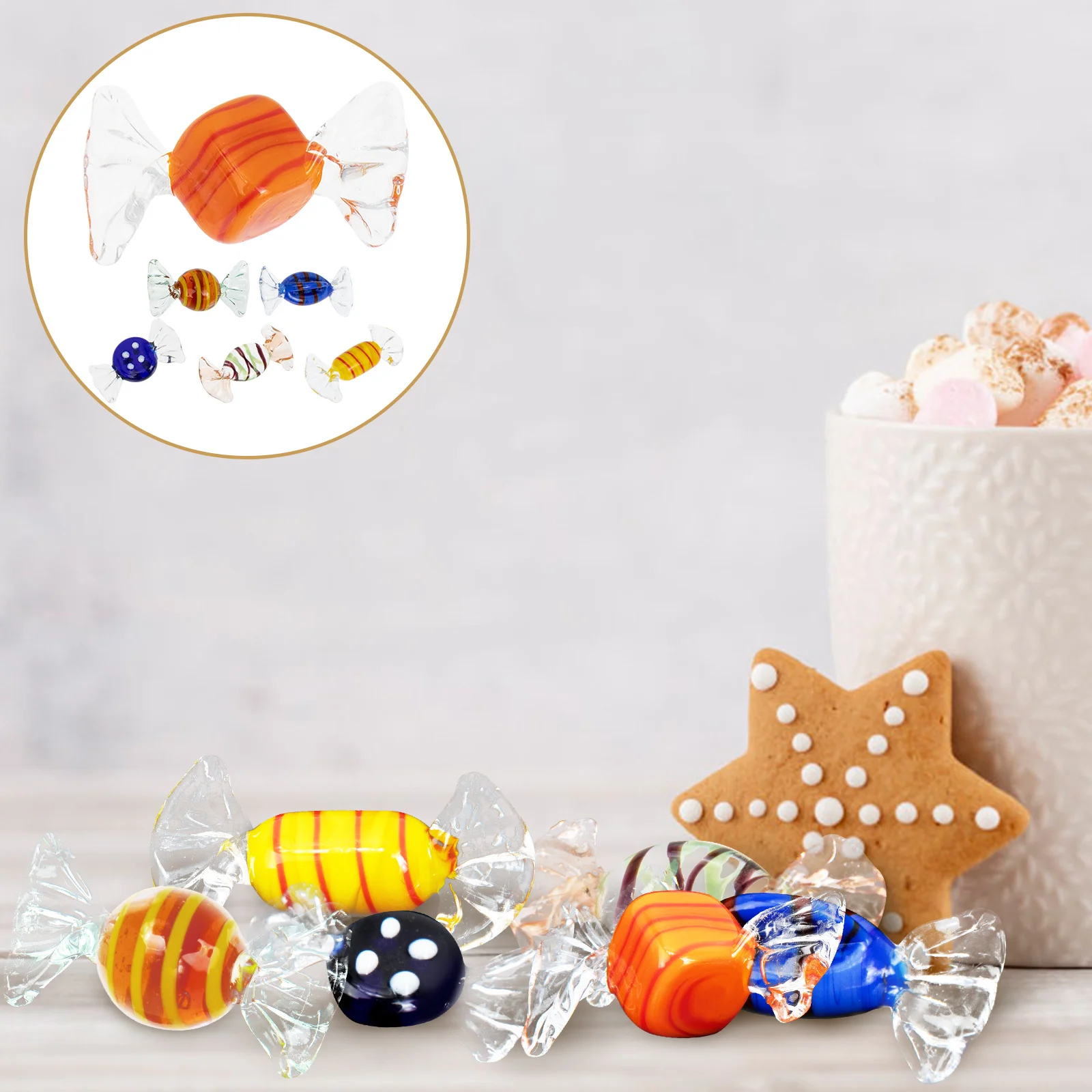 6 Pcs Decor Mini Candy Ornaments Exquisite Home Sugar Crafts Modeling Scene Decors Adorn