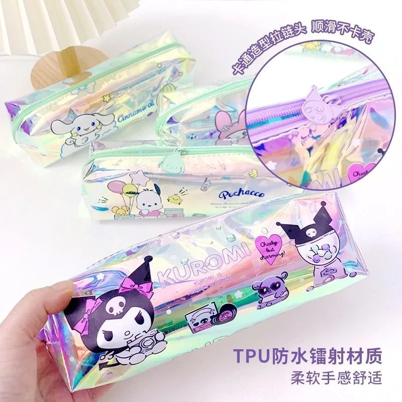 Sanrio Pochacco Kuromi Pencil Case Storage Bag No Interlayer Transparent Water Proof Pencil Case Study Cartoon Animation Gift