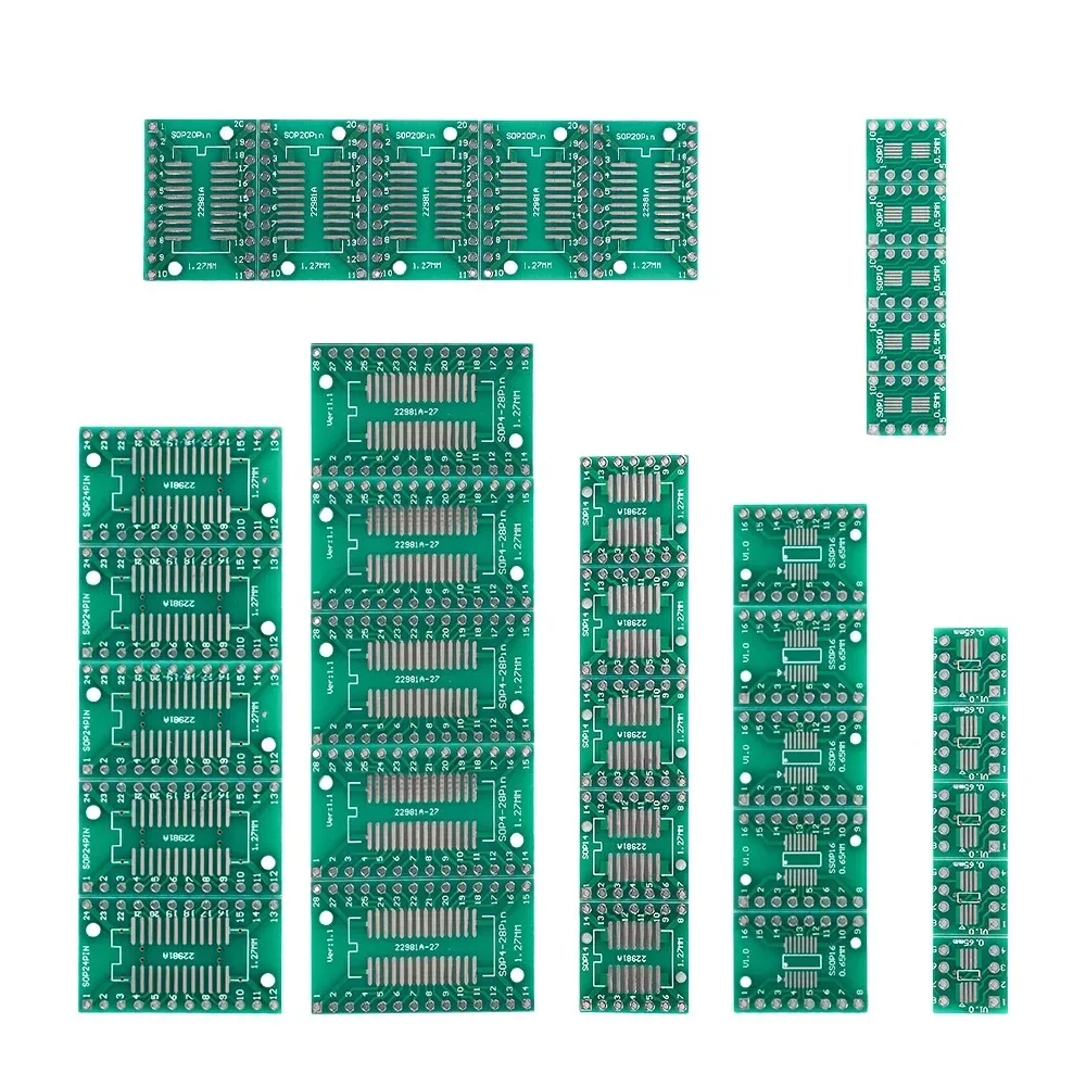 35 قطعة لوحة دارات مطبوعة عدة SOP8 MSOP10 SOP14 SOP16 SOP20 SOP24 SOP28 PCB محول محول PCB محول مجلس SMD إلى DIP