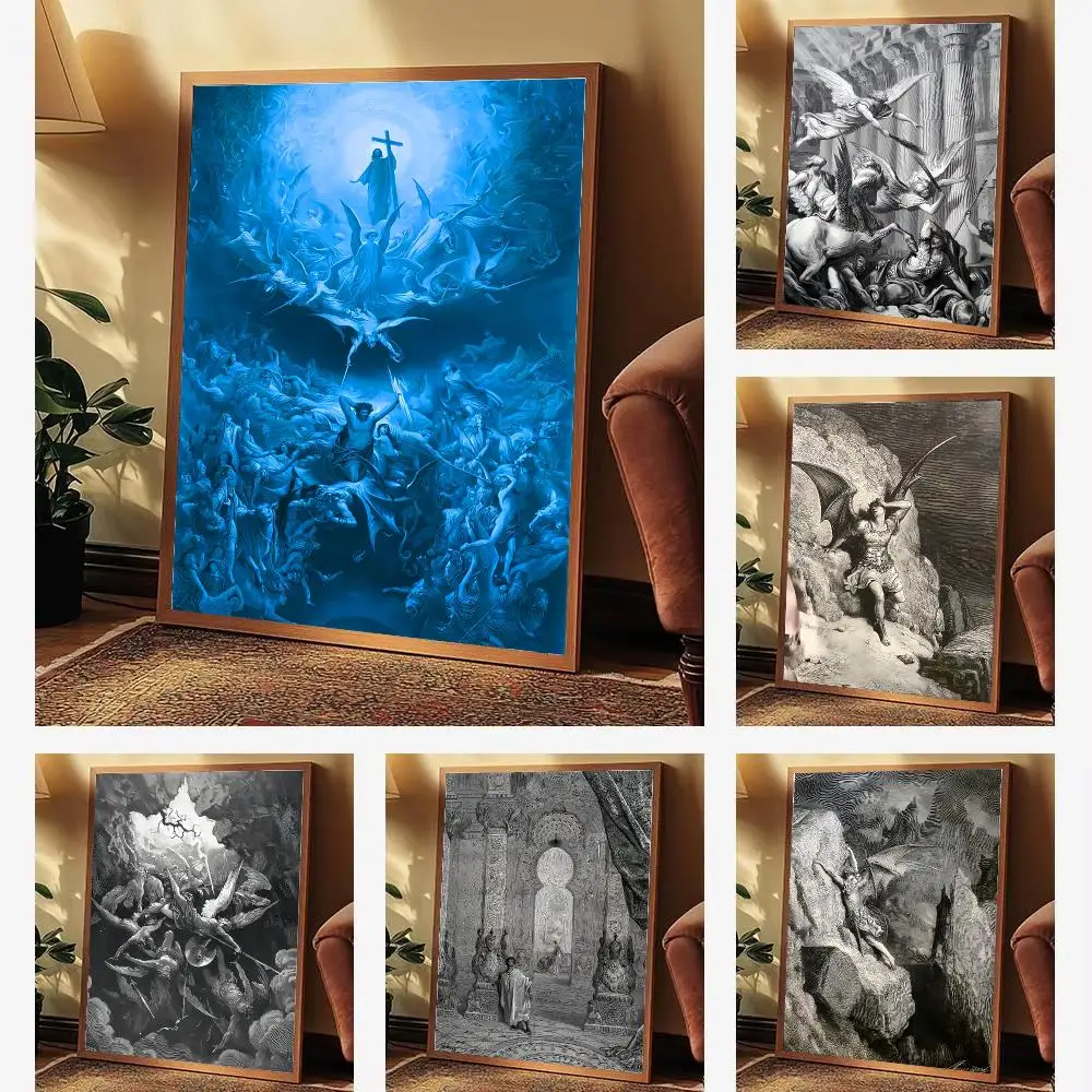 Gustave Dore Paradise Lost Satan Poster Aesthetic Wall Art for Bedroom Study Office Home Decor Gift