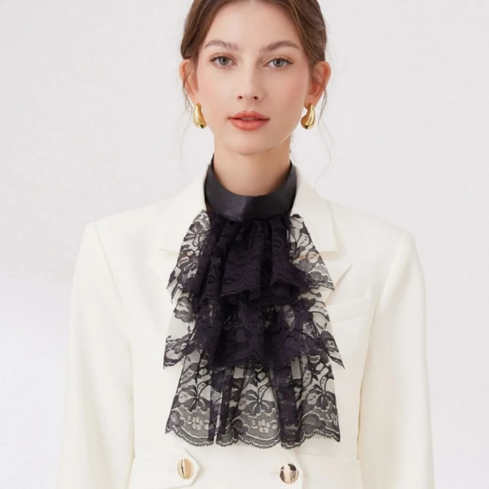 Colar renascentista destacável, vintage, em camadas, pescoço elisabetano, ruff, ópera, traje vitoriano, gola com babados