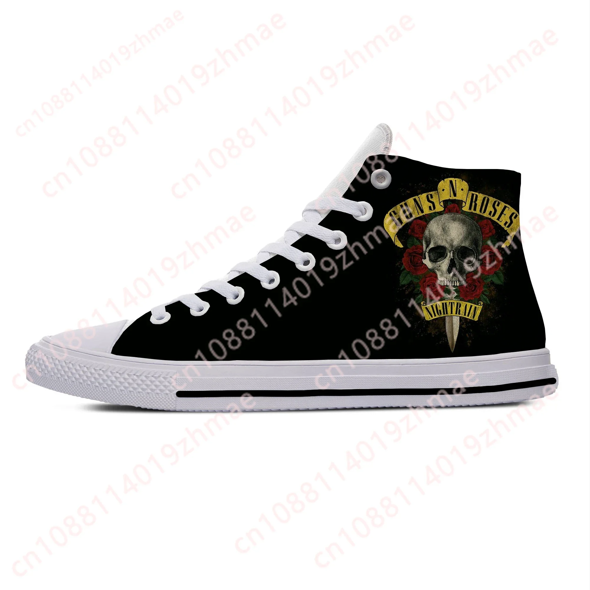 Hot 3D Guns N Rose Heavy Metal Rock Band Fashion Funny Casual Cloth Shoes Men Women Casual Sneakers High Top Latest  Board Shoes - view 4