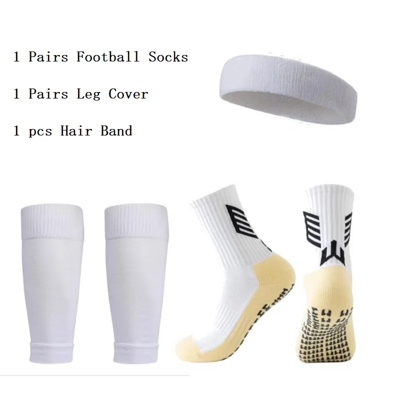 

Men Women Football Socks Grip Sports Training Soccer Socks Yoga Leg Cover Leg Guard Soccer Training Shank Board 3PCS Set