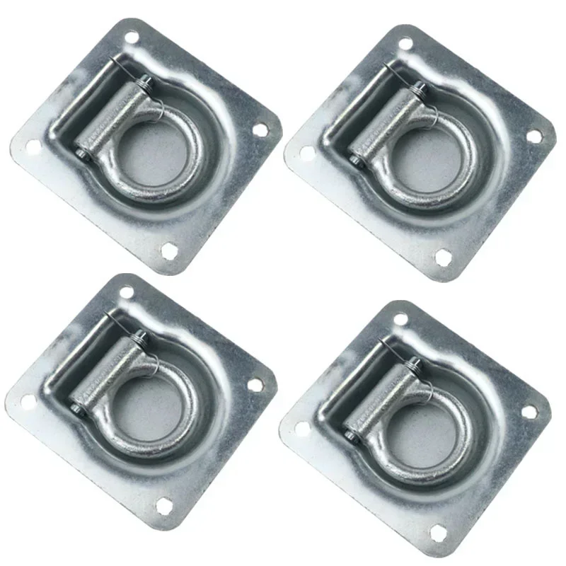 

1/2/4pcs Lashing D-Ring Galvanized Iron Recessed Plate Floor Rope Tie-Down Pad Tiedown Anchor For Trailer Truck RV ATV