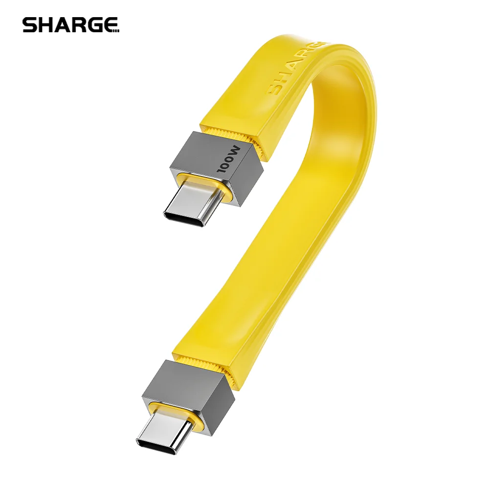 SHARGE Flashadow Cable USB C to USB C Cable Up to 10Gbps Data Transfer 0.45ft 100W (5A) Fast Charging for iPhone 16 MacBook Pro