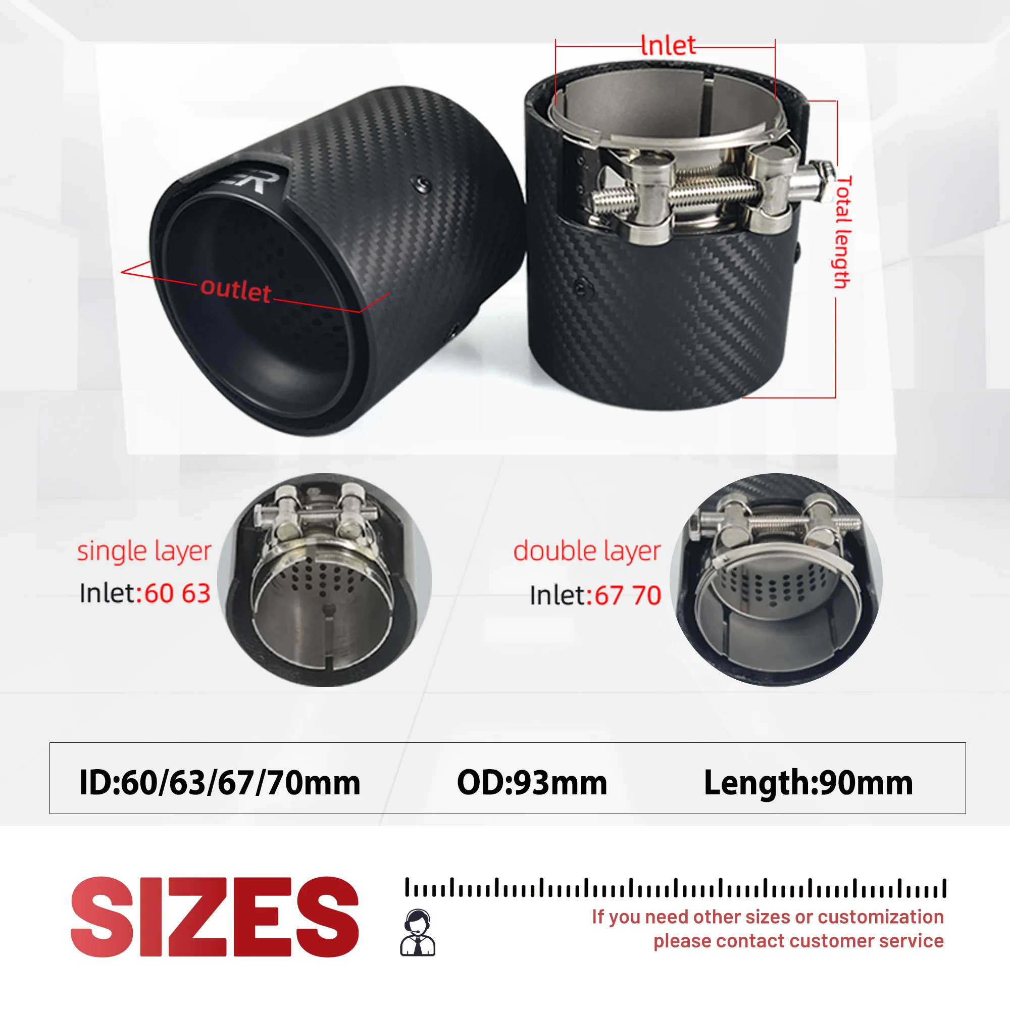 1pcs Upgrade Car accessories Carbon Fiber Exhaust Tips Modify for BMW M2 M3 M4 M135i M235i M140i M240i M335i M340i M435i ER Logo