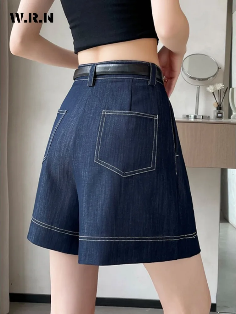 Korean Y2K Harajuku High Waist Vintage Style Fashion Shorts 2024 Summer Women's Sexy Hotsweet Solid Color Retro Denim Shorts