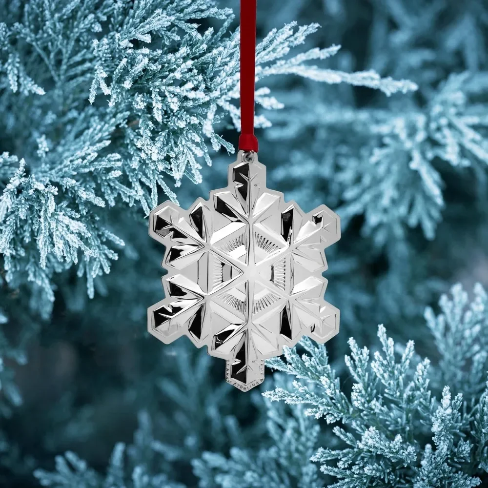 

Christmas Decorations, 2024 Sterling Silver Snowflake Ornament 55th Edition,Pendant,Xmas Festive Party Supplies