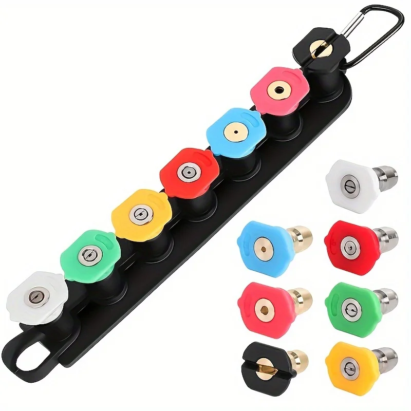 1 high-pressure washer head, with a bracket and a set of 5/7 high-pressure washer nozzle tips, 1/4 inch quick connect.