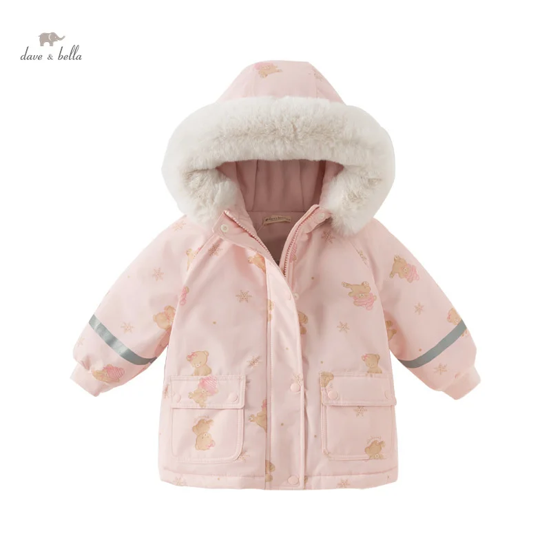 Dave Bella Children Girls Cute  Tops Outerwear 2024 Autumn Winter Fashion Casual Sweet Overcoat Outdoor Warm DB4242805