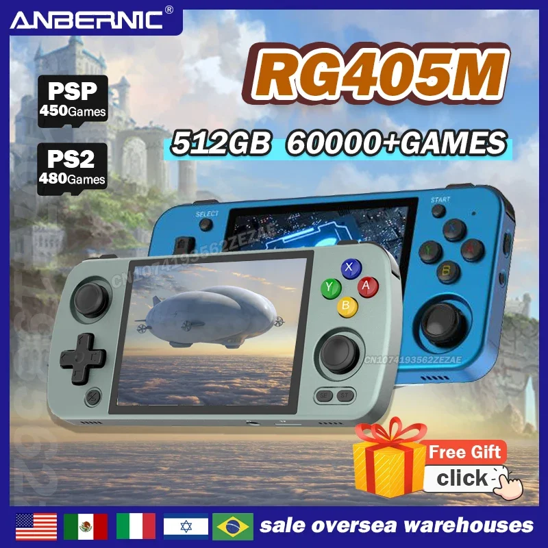 ANBERNIC RG405M  RG353M Handheld Game Console IPS Multi-touch Screen Hall Joystick CNC Aluminum Handheld Game 512G PSP PS2 Games