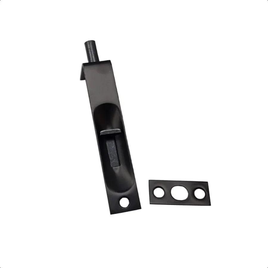 مسمار دافق للباب من النحاس الصلب عالي الجودة مقاس 4 بوصات مع نهاية مربعة باللون الأسود غير اللامع عبوة واحدة مصنوعة في تايوان