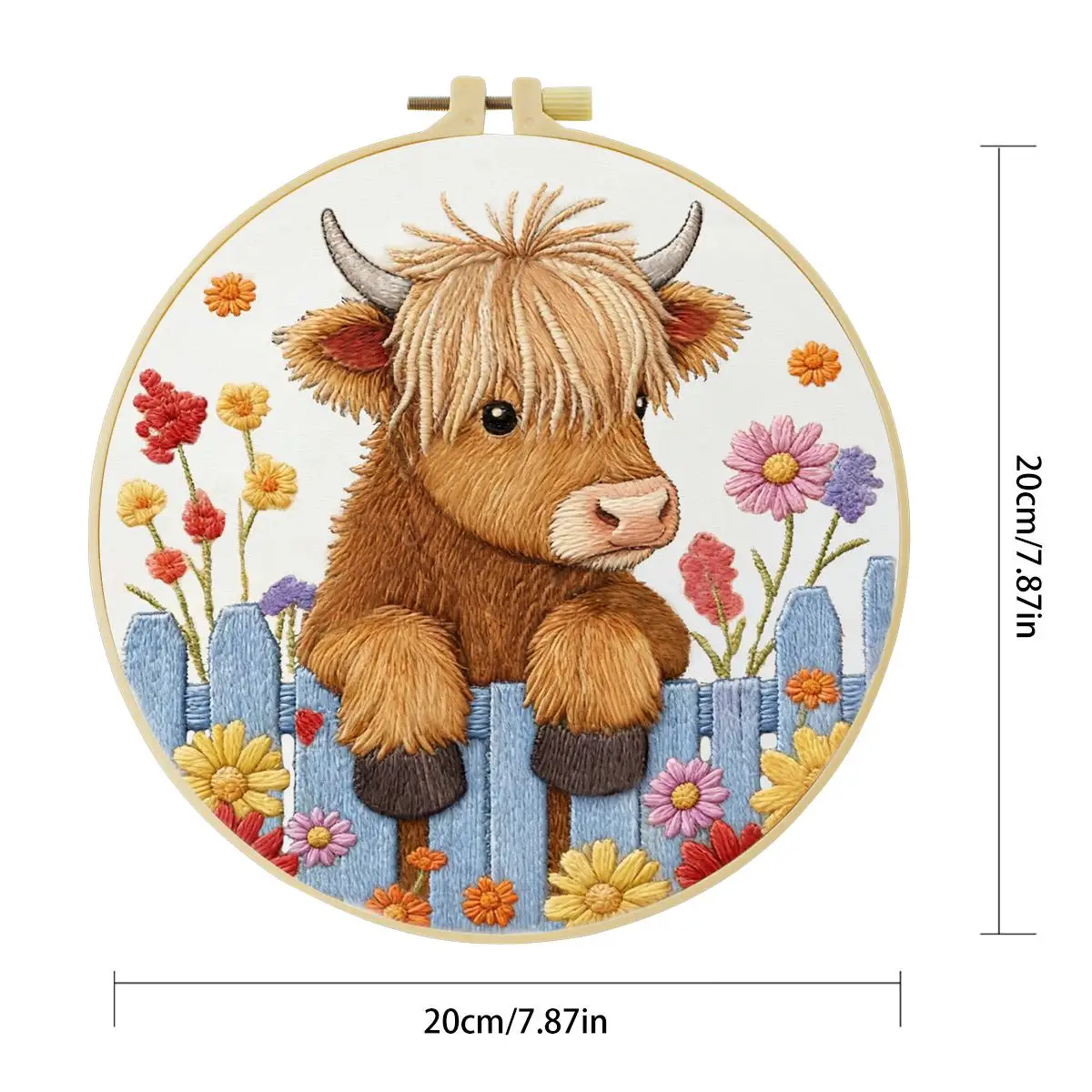 1 Stück 20x20cm/15x15cm 7,87/6,3 Zoll Rinder-Stickerei-Starter-Kit DIY-Kit DIY-Stickerei-Set für Anfänger – Detail 5