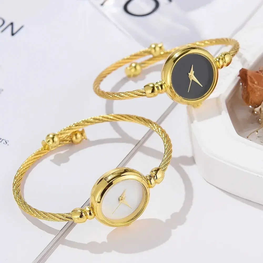 Reloj de lujo a la moda para Mujer, Reloj dorado con correa fina para Mujer, Reloj de pulsera para Mujer, Reloj Elegante para Mujer