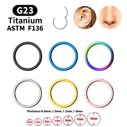 G23 Titanium Gold Color Small Circle Nose Rings Men Women Ear Clips Hoop Tragus Cartilage Piercing Body Jewelry Sexy Lip Ring