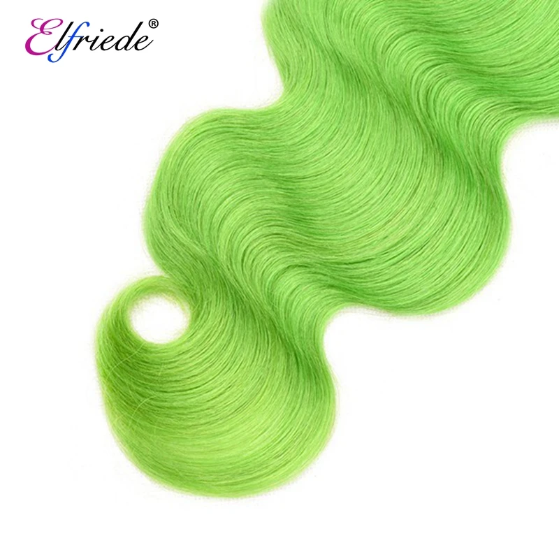 Elfriural-Light Green Body Wave Precolored Pacotes de cabelo humano, 100% extensões de cabelo humano, costurar na trama, ofertas, 3 Pacotes, 4 Pacotes