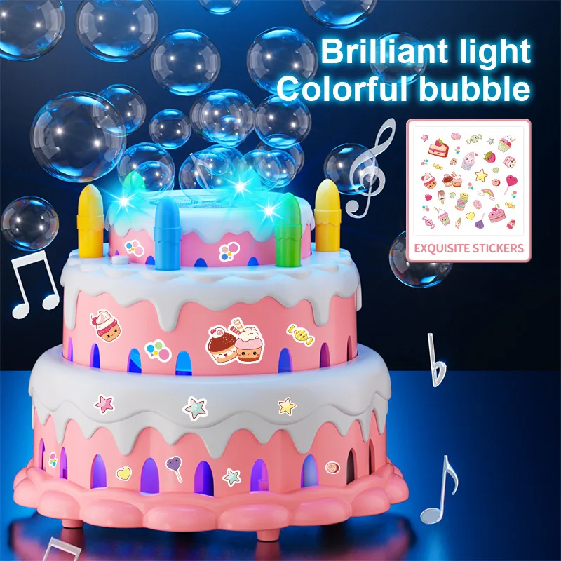 آلة فقاعة كعكة عيد ميلاد الأطفال Kawaii ألعاب كهربائية وامض الموسيقى آلة أوتوماتيكية فقاعة الأطفال فتاة هدايا جميلة 6-12y