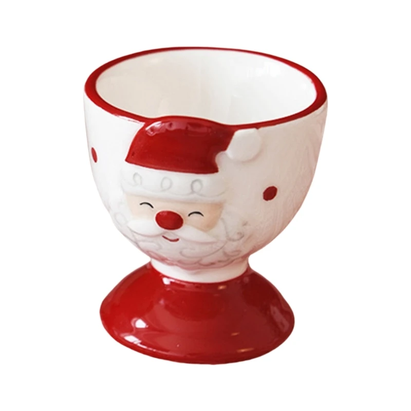 Ceramic Eggs Holder Cup Christmas Themed Porcelain Small Wine Cup Home Decoration Accessories Elegant Party Drinkware Dropship