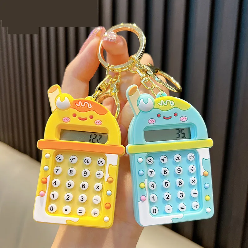 1pc Calculator Keychain Mini Portable Calculator With Creative Cute Keychain 8-Digit Display Pocket Calculator Keychain