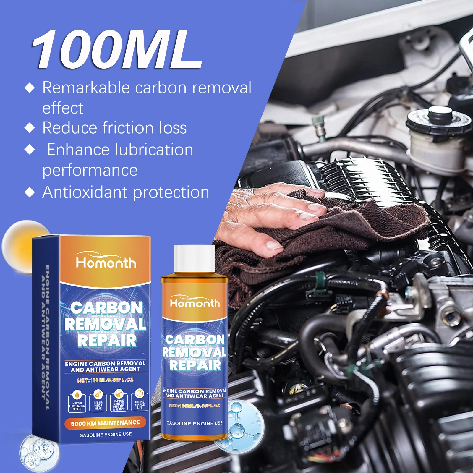 100ml Engine Carbon Removal Repair Agent Highly Effective Anti-Wear Protectant Engine Oil Noise Reduction And Anti-Shaking