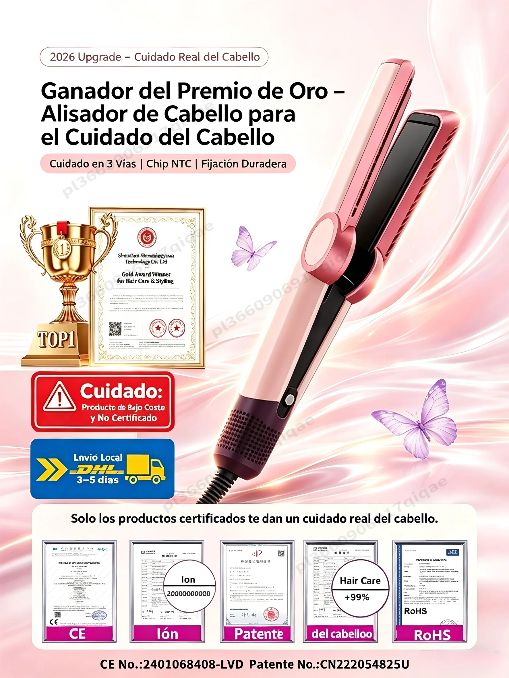 Envío local España SenCiciMen 2 en 1 plancha de pelo alta cal. con iones negativos y secador – sin dañar el cabello control intel. temp. menos encrespamiento cabello más brillante y suave alisador regalo para mujer
