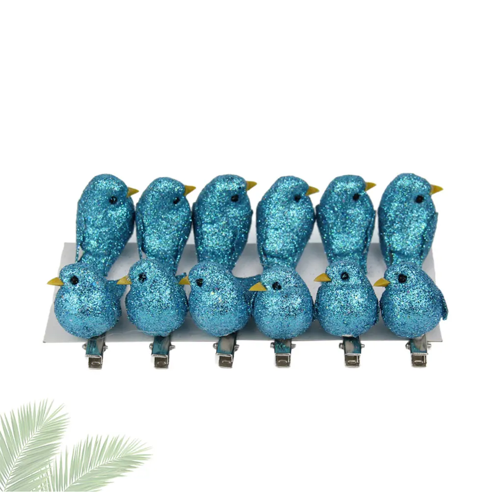 

12Pcs Natural Foam Simulated Bird Hairpins Blue Adorable Mini Bird Hair Clip for Girls Women Hair Decoration Gift