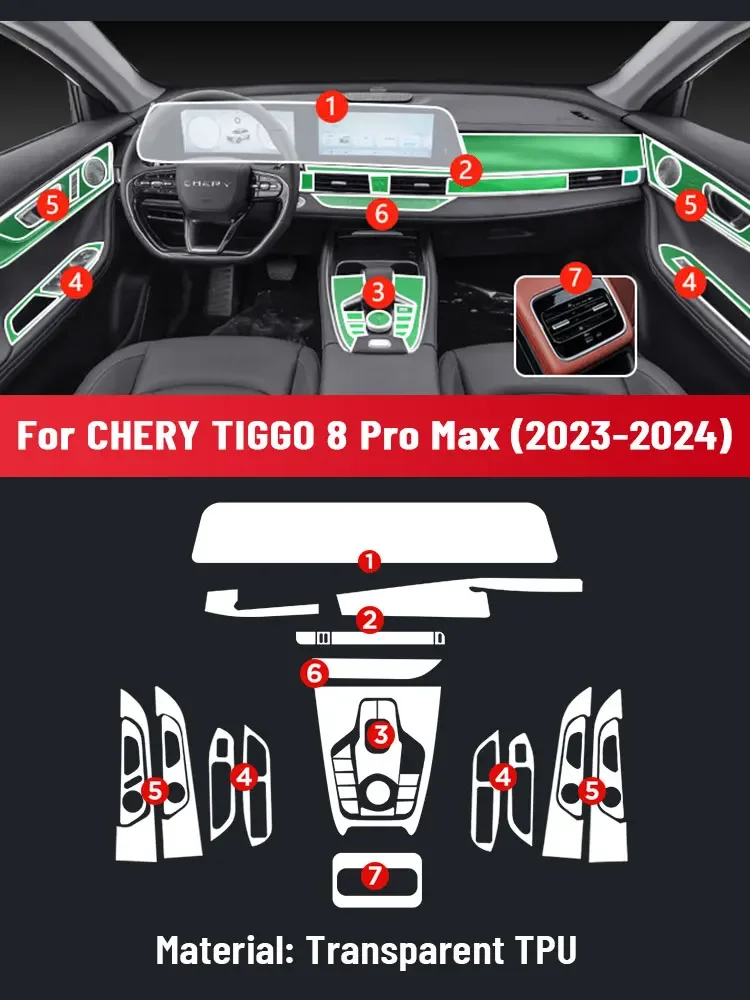 For CHERY TIGGO 8 Pro MAX 2024 Car Door Center Console Media Dashboard Navigation TPU Anti-scratch Protector Film Accessories