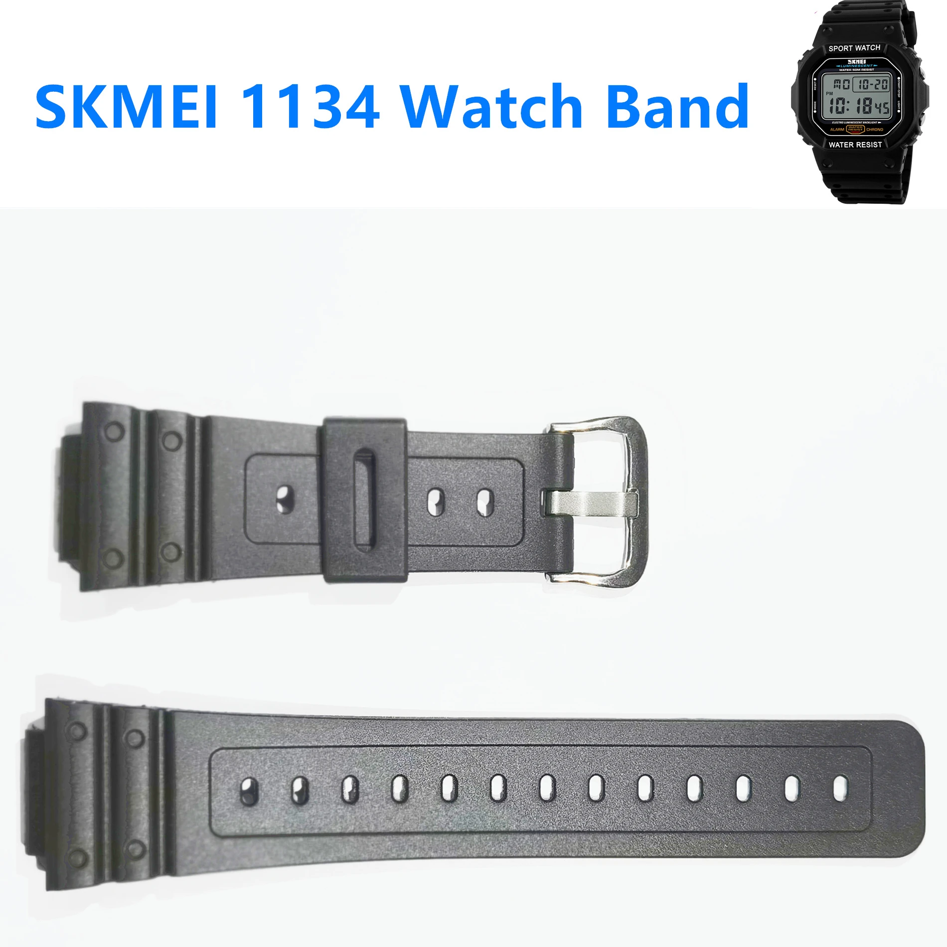 1 Set Sports Watch Band Accessories for Skmei 1134 Plastic Wristband Adjustable Replacement Watch Strap Band