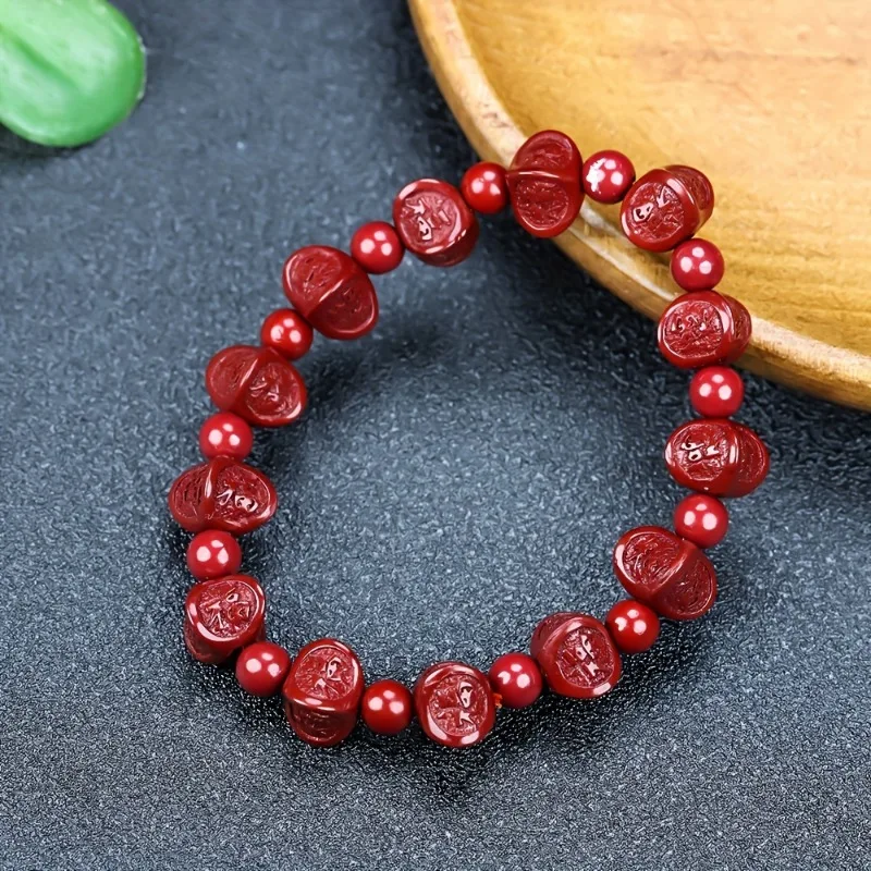 Pulsera de cinabrio rojo Pulsera con colgante de cinabrio de moda unisex