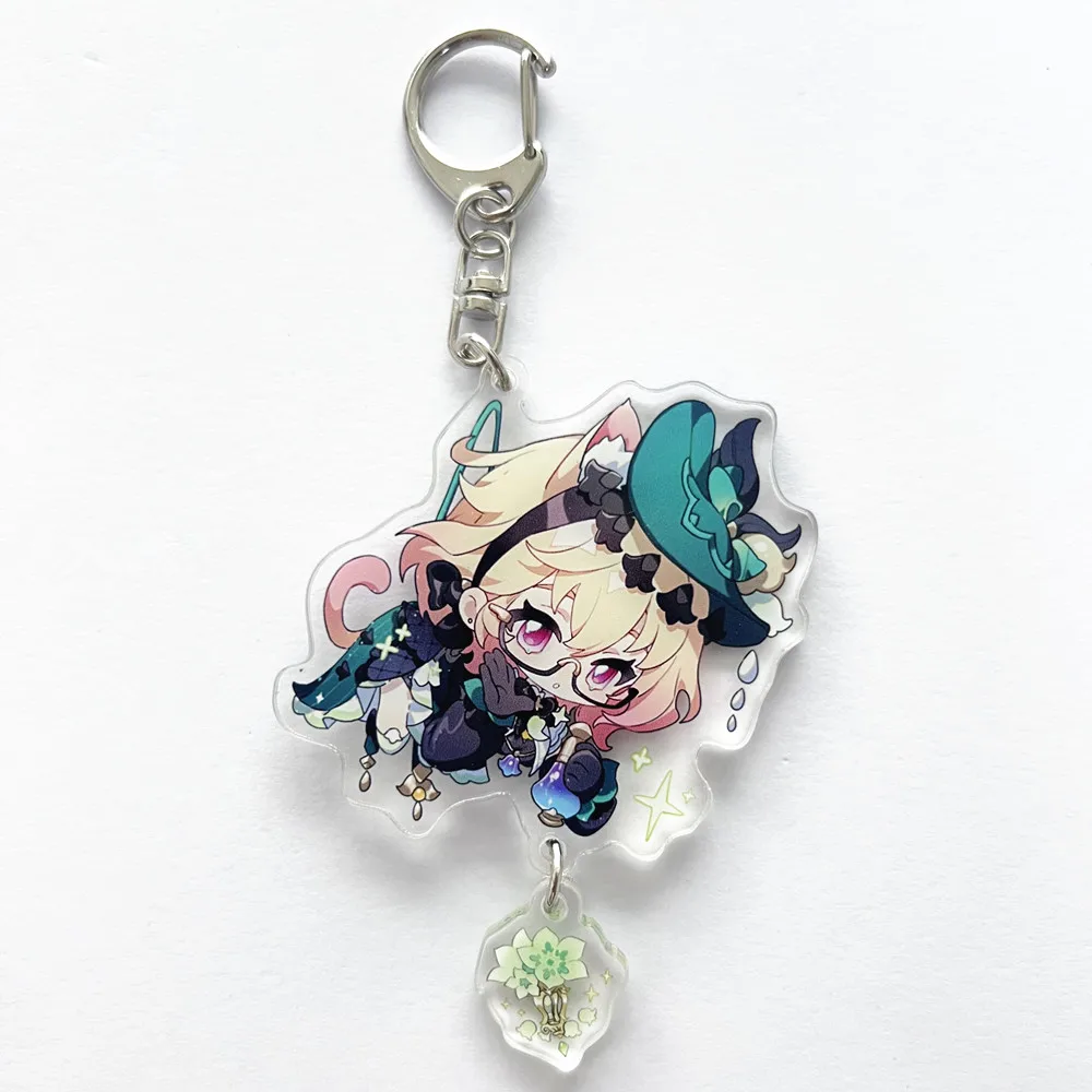 Game Genshin Impact Keyring Cosplay Emilie Mualani Kinich Two-sided Acrylic Pendant Props Keychain Accessoories Key Chain