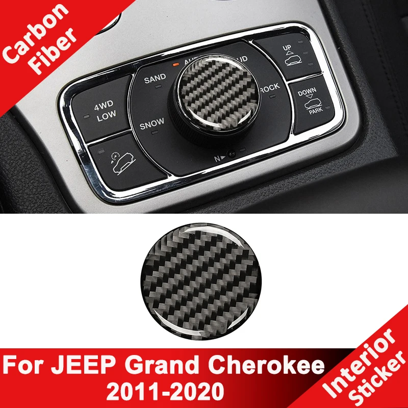 

For JEEP Grand Cherokee 2011-2020 Carbon Fiber Car Center Console Knob Panel Trim Cover Decoration Sticker Interior Parts