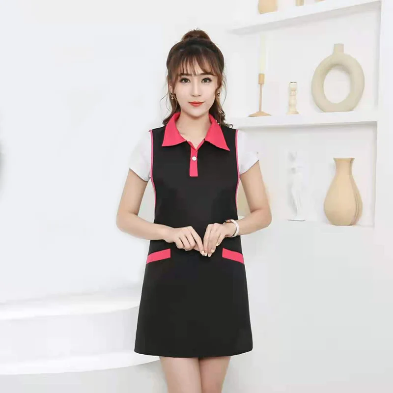 

Professional Waitress Apron Dress Woman Work Restaurant Coffee Shop Beauty Nail Bibs Home Cooking Kitchen Pinafore With Pocket