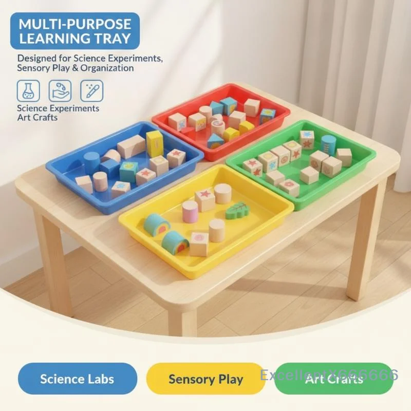 Rainbow Sensory Activity Tray Non-Toxic Plastic Organizer for Kids Play Sand Craft Homeschool Educational Activities