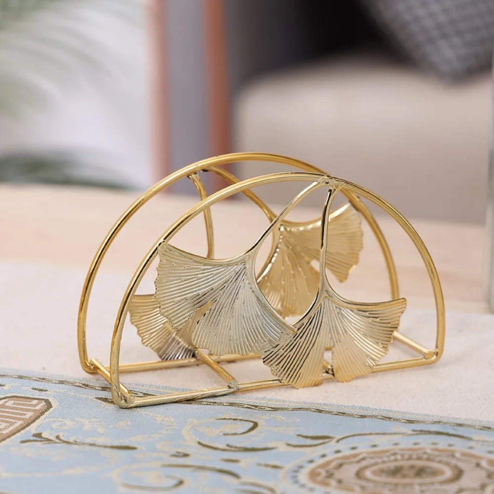New Gold Napkin Holder Iron Ginkgo Standing Napkin Dispenser 4.5 X 2.75 Inches Tabletop Freestanding Tissue Dispenser Table