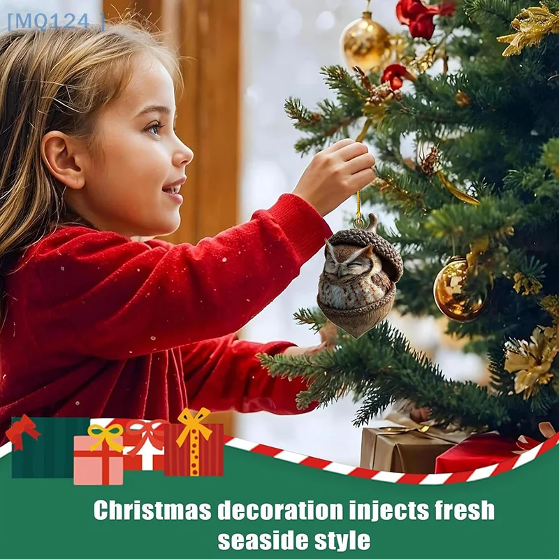 【MQ124】حلي على شكل حيوانات الغابة، زينة عيد الميلاد المسطحة المريحة ثنائية الأبعاد، 2026 زينة حيوانات مخروطية الصنوبر الجديدة