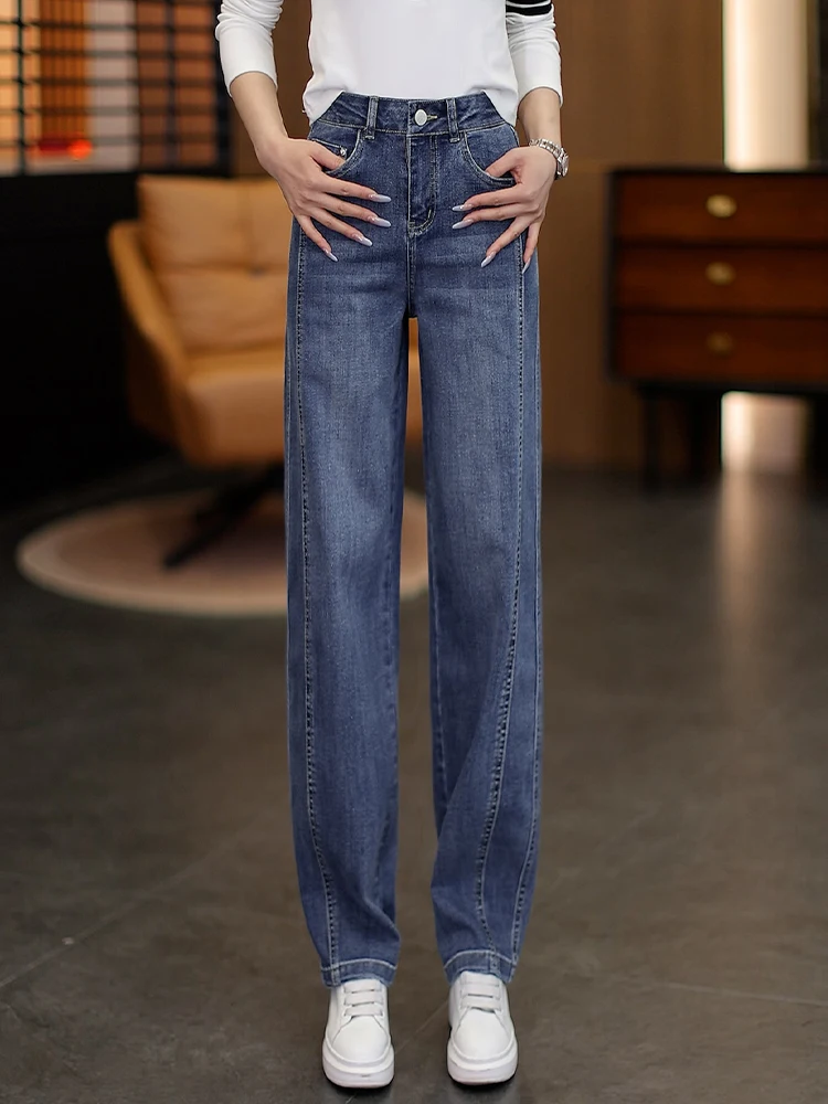 

High Waist Wide Leg Jeans Women's Spring Autumn 2026 New Style Retro Knife Slim Straight Cut Denim Pants Casual Commute ...