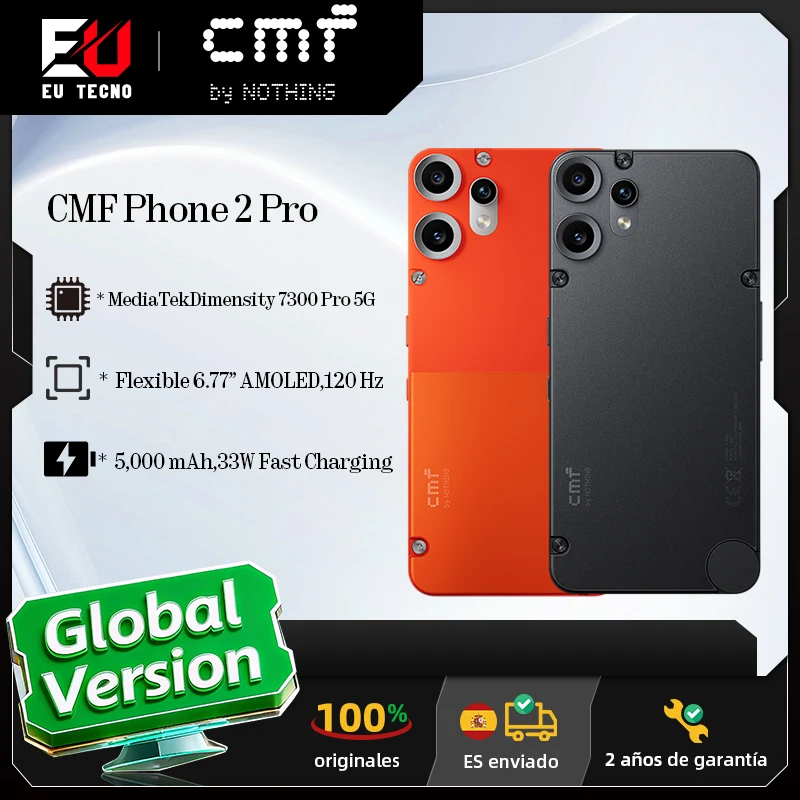 CMF Phone 2 Pro Versão Global 6.77 AMOLED 120Hz MediaTek Dimensity 7300 Pro 5G 5000 mAh Câmera Principal 50MP 33W
