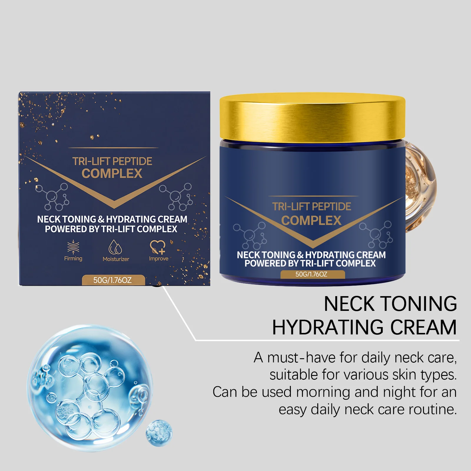 Neck Moisturizer Cream, Hydrating Refreshing Silky Smooth Texture, Gentle Nourishing for Neck Contour Daily Skin Care