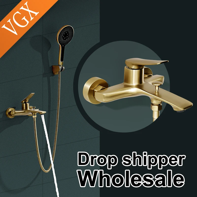 

Wholesale Simple Bathroom Shower System Set Bathtub Faucets Set Water Taps Shower Diverter Single Handle Tub Mixer Shower Crane