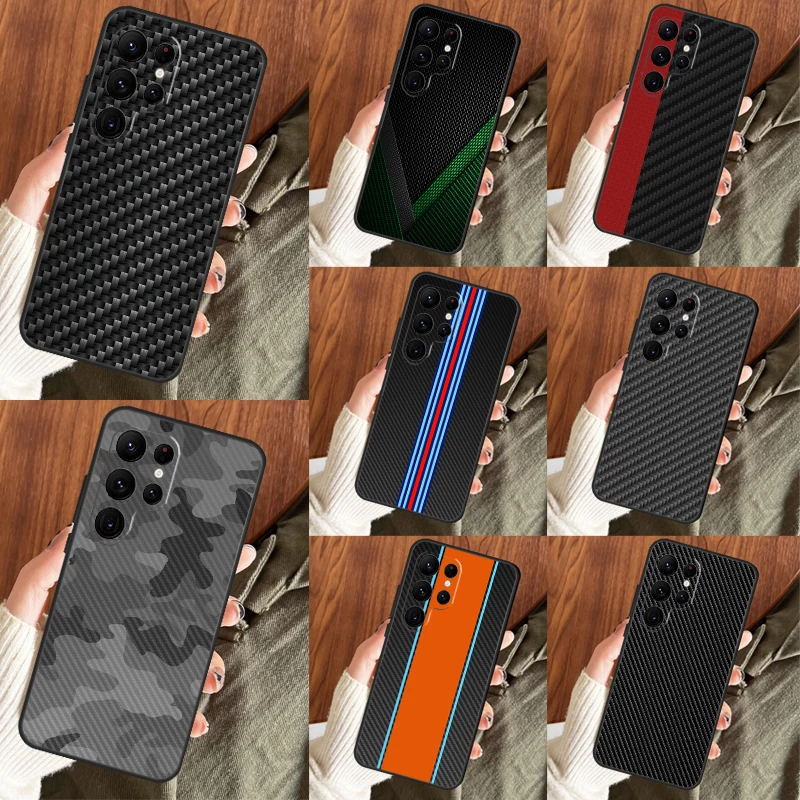 Carbon Fiber Pattern Funda For Samsung Galaxy S23 Ultra S8 S9 S10 Plus Note 10 20 S21 FE S20 FE S22 Ultra Case