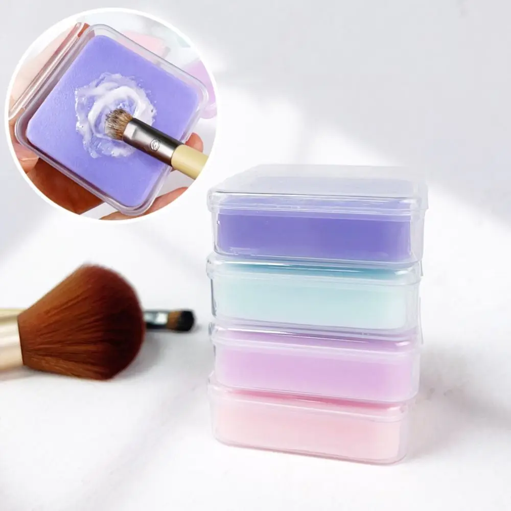 

50g Makeup Brush Cleaner Soap Powder Puff with Storage Box Brush Cleaning Tool Solid Soap Brushes Cleaning Solution