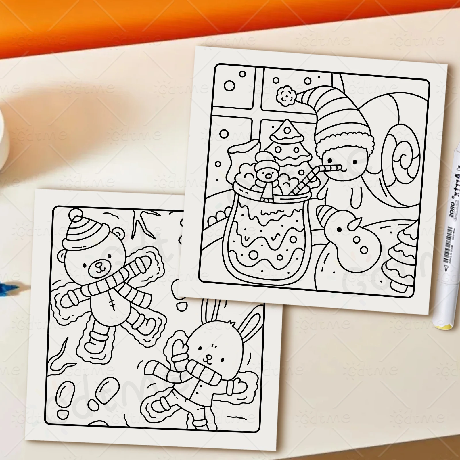 FESTIVE WINTER Niedliches und bequemes Malbuch für Erwachsene, süßes Zeichenbuch, perfektes Geschenk für Party und Geburtstag – Detail 8