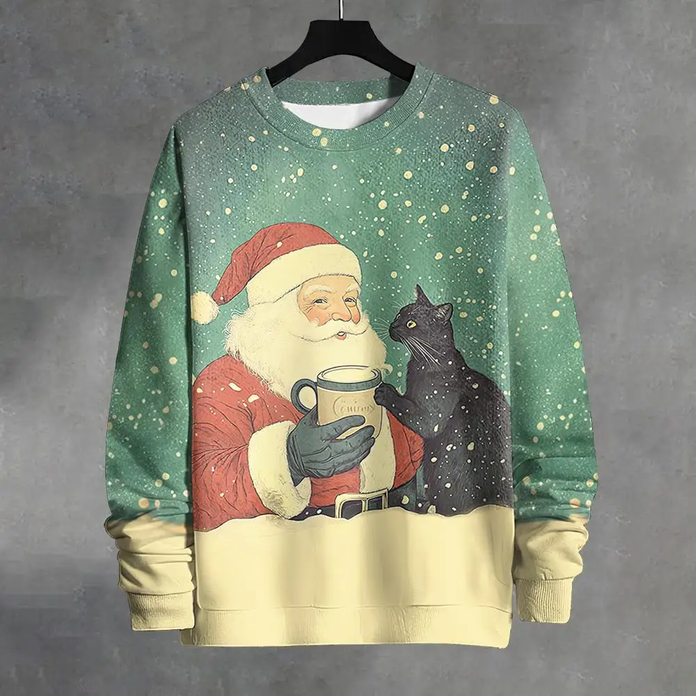 

Mens Funny Santa Claus Hoodies Men's Sweatshirts Christmas Graphic Printing Long Sleeves Tops Hoodies Oversized Men Clothing