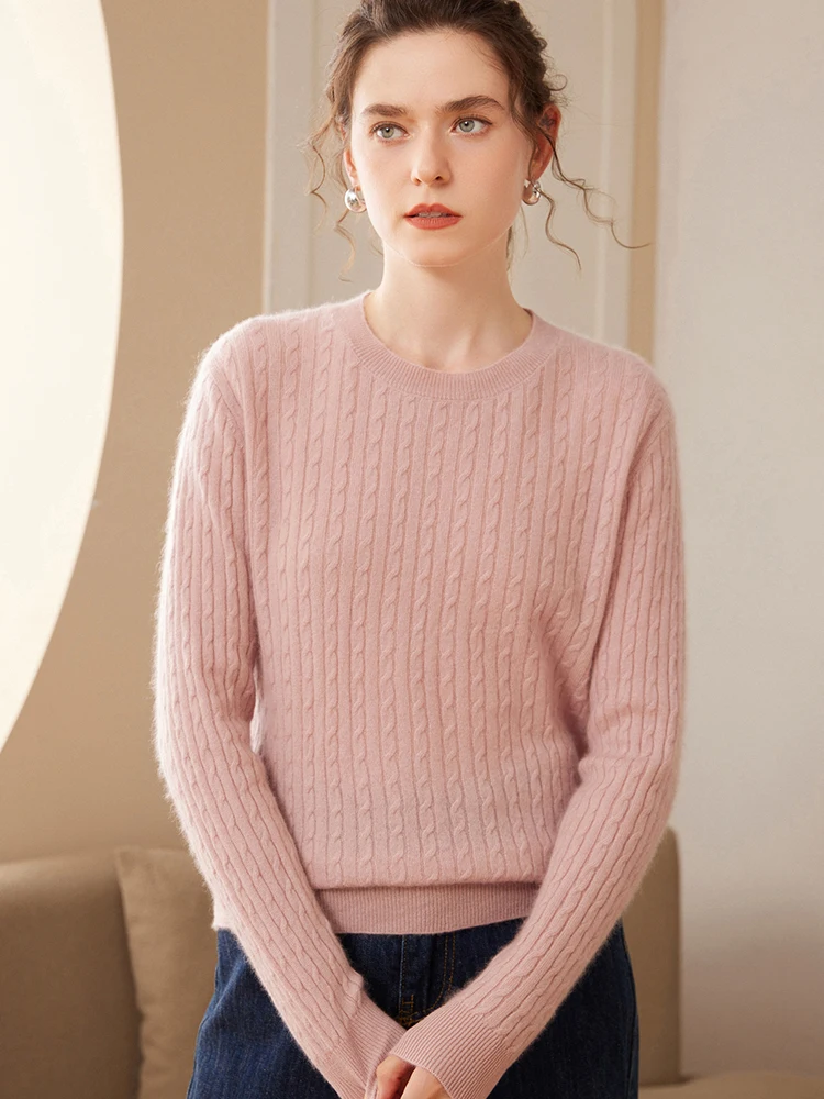 

Осенне-зимний свитер в американском стиле ретро, женский пуловер, одежда из 100% кашемира, милый теплый пуловер с круглым вырезом и цветочным принтом, вязаные топы