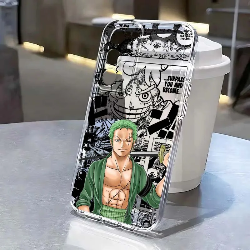 

Comics One Piece Luffy Zoro Phone Case For Samsung Galaxy S25 S24 S23 S22 S21 S20 Edge Plus Ultra FE 5G Transparent Cover